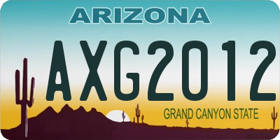 AZ license plate AXG2012