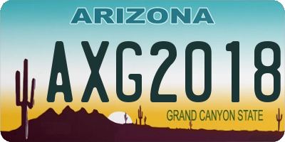 AZ license plate AXG2018