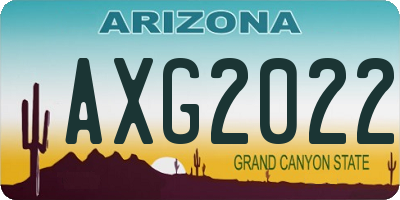 AZ license plate AXG2022
