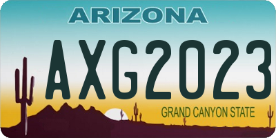 AZ license plate AXG2023
