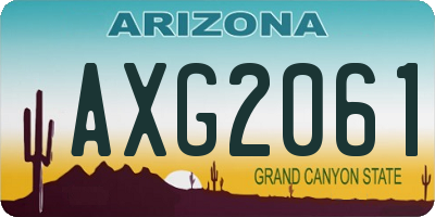 AZ license plate AXG2061