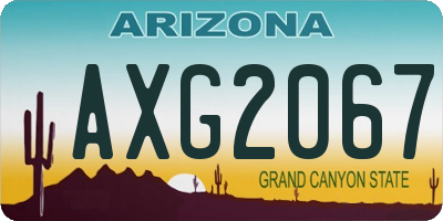 AZ license plate AXG2067