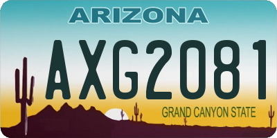 AZ license plate AXG2081