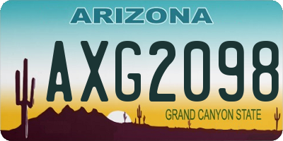 AZ license plate AXG2098