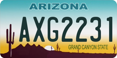 AZ license plate AXG2231