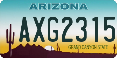 AZ license plate AXG2315