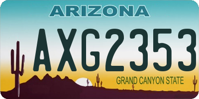 AZ license plate AXG2353