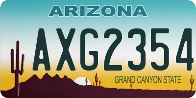 AZ license plate AXG2354