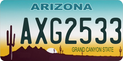 AZ license plate AXG2533
