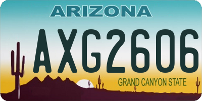 AZ license plate AXG2606