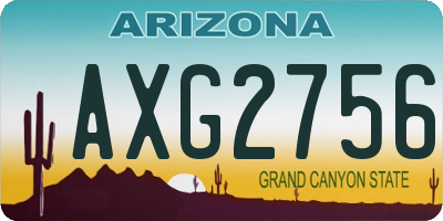AZ license plate AXG2756