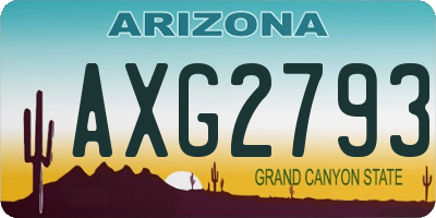 AZ license plate AXG2793