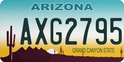 AZ license plate AXG2795