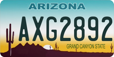 AZ license plate AXG2892