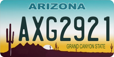 AZ license plate AXG2921
