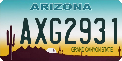 AZ license plate AXG2931