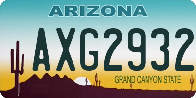 AZ license plate AXG2932