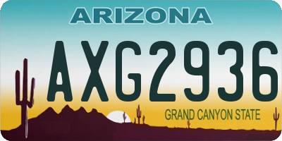 AZ license plate AXG2936