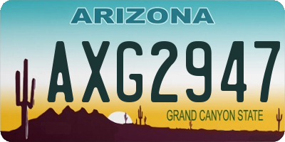 AZ license plate AXG2947