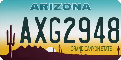 AZ license plate AXG2948