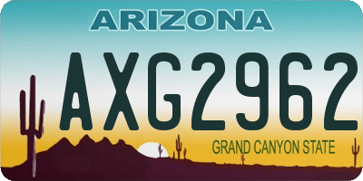 AZ license plate AXG2962