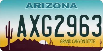 AZ license plate AXG2963