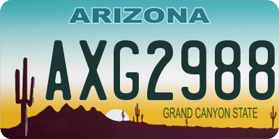 AZ license plate AXG2988