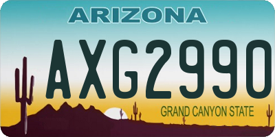 AZ license plate AXG2990