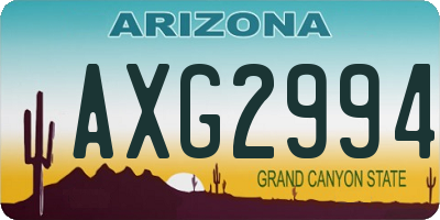 AZ license plate AXG2994