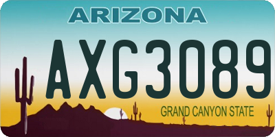 AZ license plate AXG3089