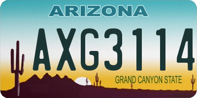 AZ license plate AXG3114