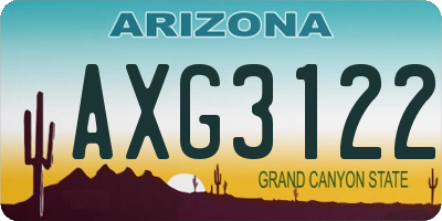 AZ license plate AXG3122