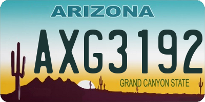 AZ license plate AXG3192