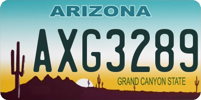 AZ license plate AXG3289
