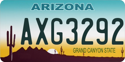 AZ license plate AXG3292