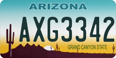 AZ license plate AXG3342