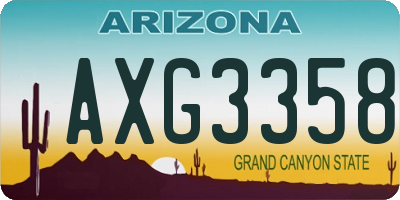 AZ license plate AXG3358