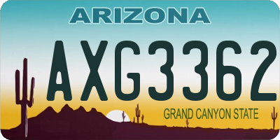 AZ license plate AXG3362