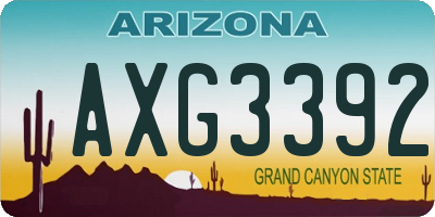 AZ license plate AXG3392