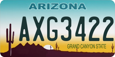 AZ license plate AXG3422
