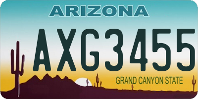 AZ license plate AXG3455