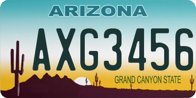 AZ license plate AXG3456