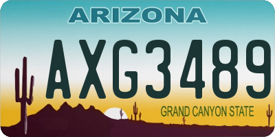 AZ license plate AXG3489