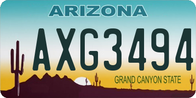 AZ license plate AXG3494