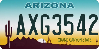 AZ license plate AXG3542