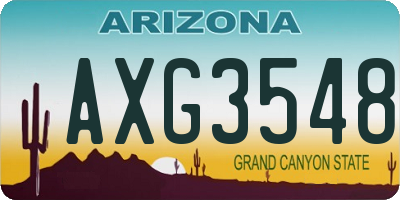 AZ license plate AXG3548