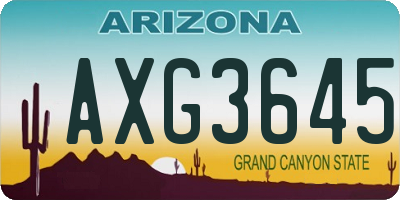 AZ license plate AXG3645