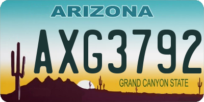AZ license plate AXG3792
