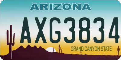 AZ license plate AXG3834