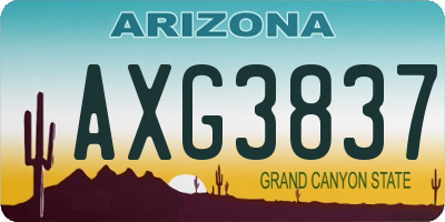 AZ license plate AXG3837